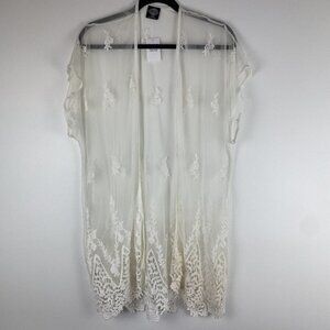 CalStyle Women's Embroidered Kimono Robe Size S / L White Ivory Bridal NWT Mesh